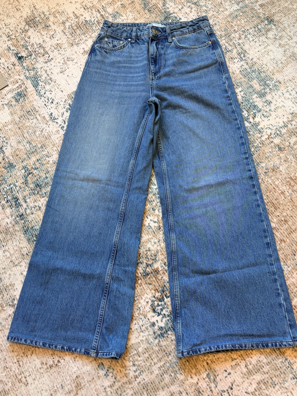 Zara Women's Wide-Leg Denim Jeans in Blue
